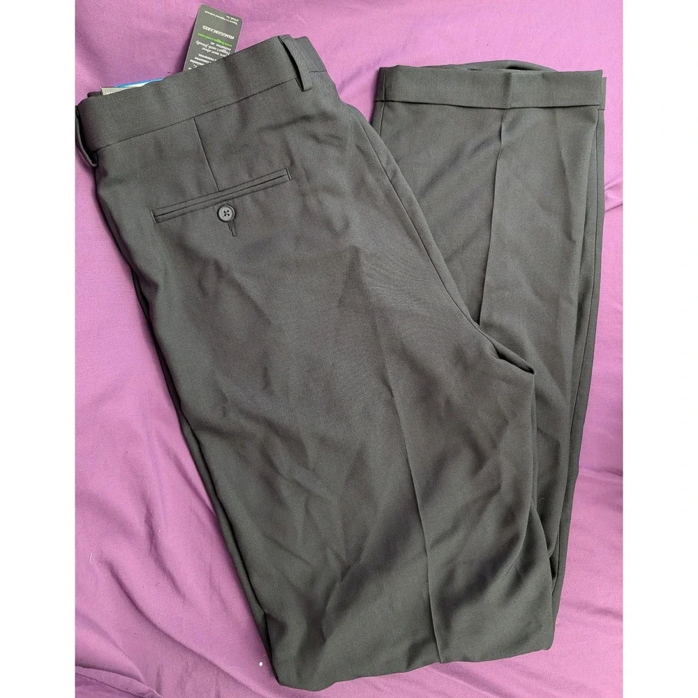 Haggar Premium Comfort Dress Pants Mens 36X36 Charcoal Grey Pleated Classic Fit